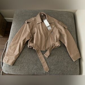 MOCHY Faux Leather Moto Jacket